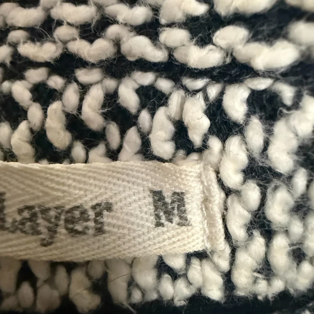 Marine Layer Birdseye Open Front Cardigan Womens Medium Long Textured Blue White